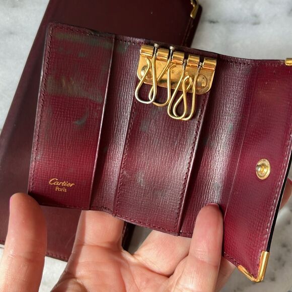 Authentic Cartier Burgundy Wallet And Key Case Bundle - Picture 3 of 15